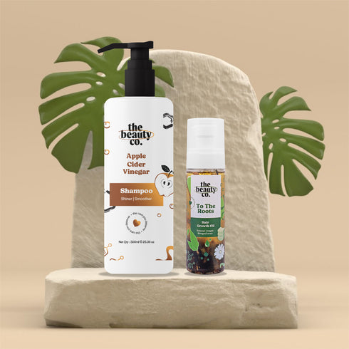 the beauty co Winter Hair Care | ACV Shampoo and Hair Growth Oil and Strawberry Scrub